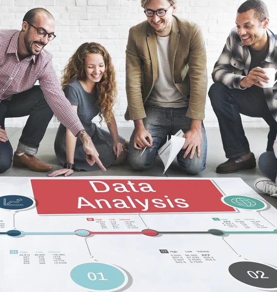 Designers working with poster and Data Analysis — Stock Photo, Image