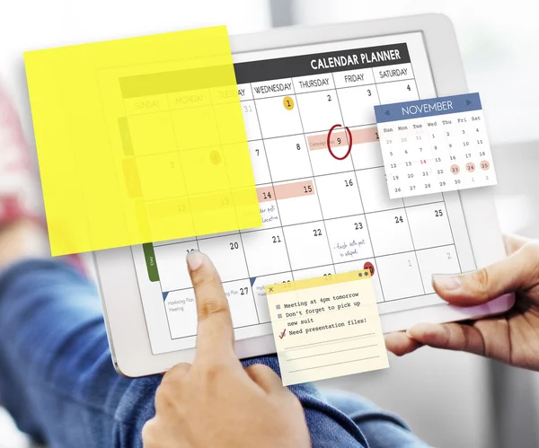 Digital tablet with planner — Stock Photo, Image