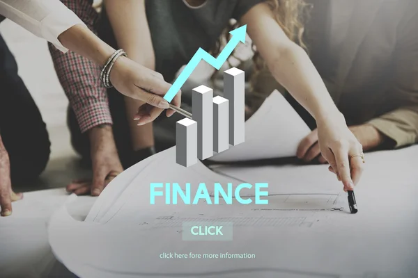 Designers working with poster and finance — Stock Photo, Image