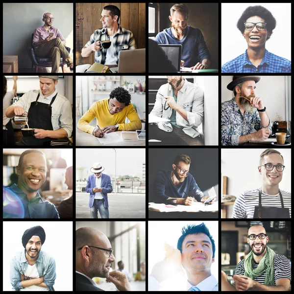 Collage Sammlung verschiedener Männer — Stockfoto