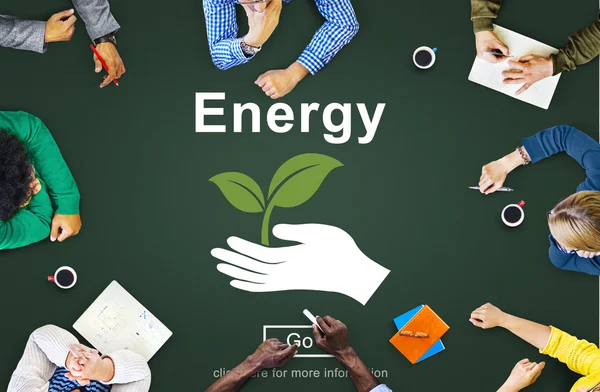 Business People Pointing on Energy — Stock Photo, Image