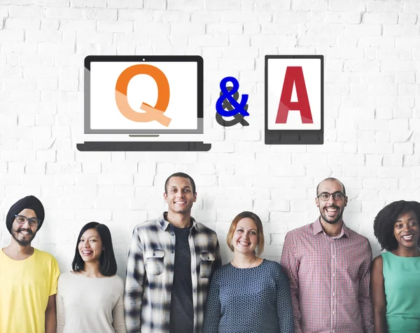 Diversiteit mensen met Q & A — Stockfoto