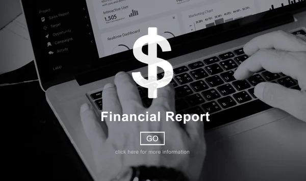 Portátil con concepto de informe financiero —  Fotos de Stock