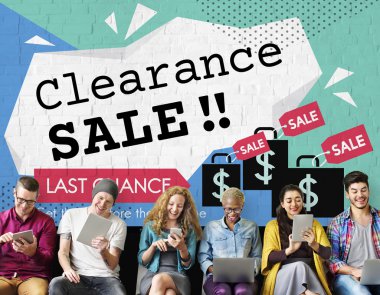 diversity people and clearance sale clipart