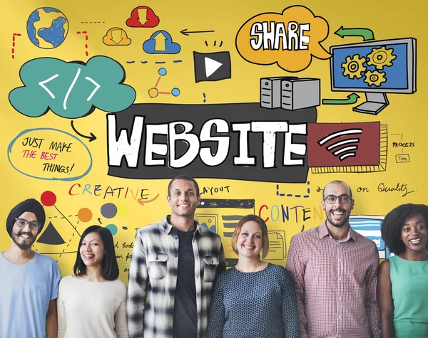 Diversità persone con sito web — Foto Stock