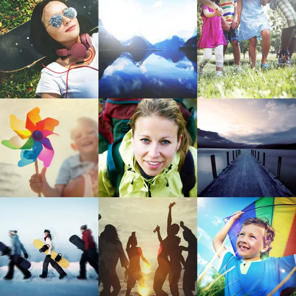 Livsstil collage med mångfald människor — Stockfoto