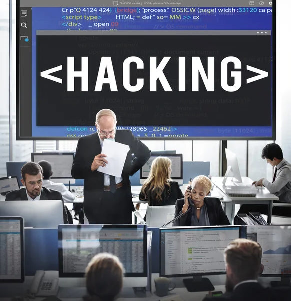 Pracowników firmy i Hacking — Zdjęcie stockowe