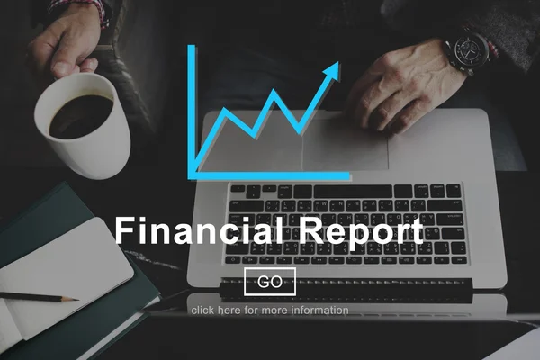 Laptop with financial report concept — Stock Photo, Image