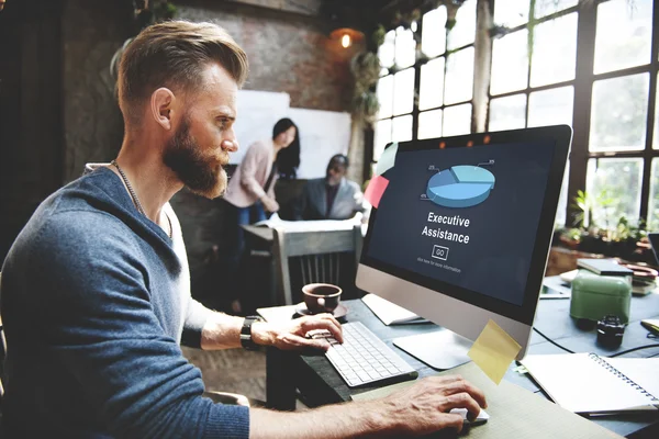 Man working with computer — Stock Photo, Image