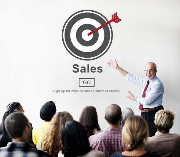 People at seminar with sales — Stock Photo, Image