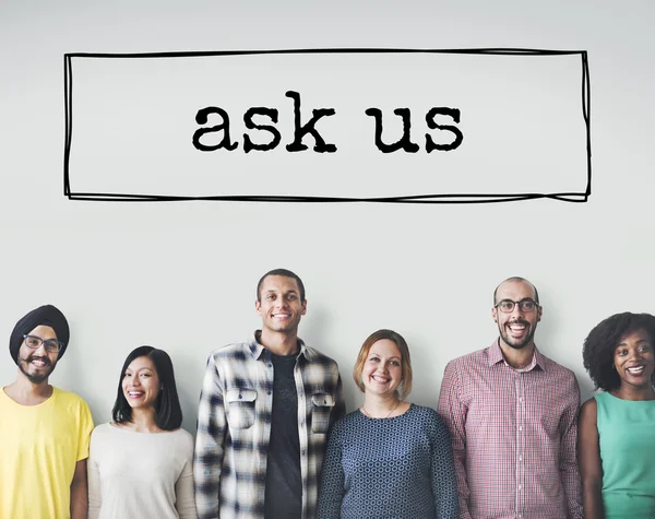 Diversity people with ask us — Stock Photo, Image