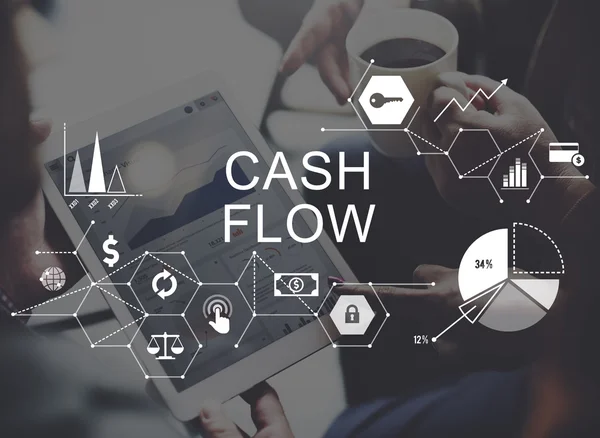 Digitální tablet s cash-flow — Stock fotografie
