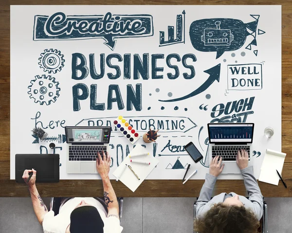 Tabel met businessplan Concept — Stockfoto