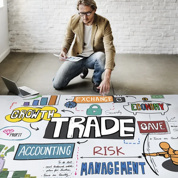 Businessman working with trade — Stock Photo, Image