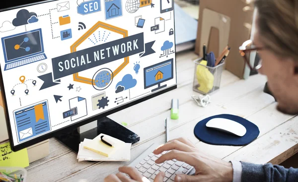 Concetto di connessione social network — Foto Stock