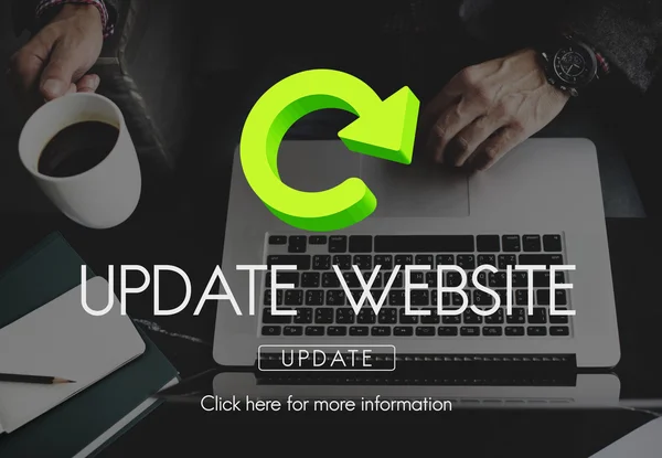 Laptop met update website concept — Stockfoto