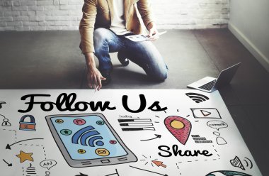 çalışma ile işadamı bizi izleyin