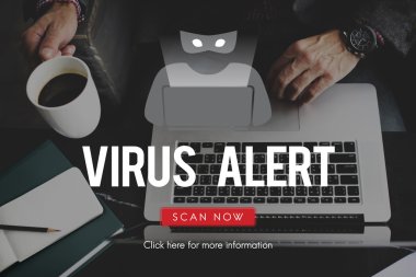 virüs uyarısı kavramı ile dizüstü bilgisayar