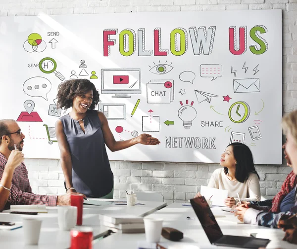 Follow us concept and diversity people — Stock Photo, Image