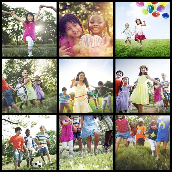 As crianças brincam ao ar livre — Fotografia de Stock