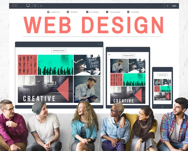 Diversiteit mensen en web design — Stockfoto