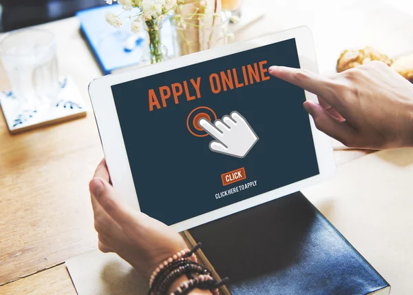 Female hands with digital tablet — Stock Photo, Image