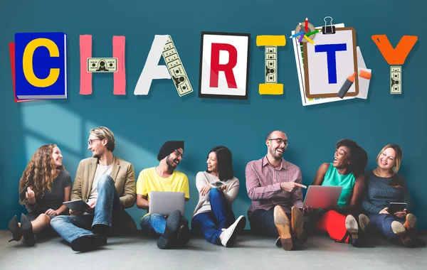 Välgörenhet-konceptet och mångfald människor — Stockfoto