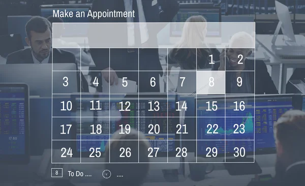 Företag som arbetar och kalender — Stockfoto