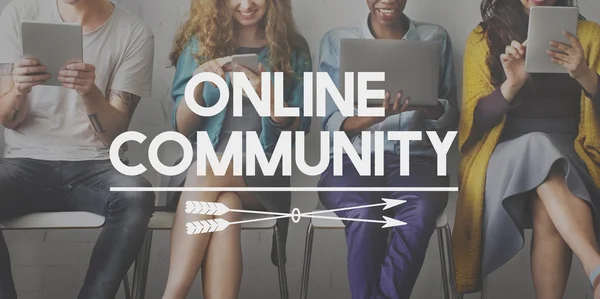 Diversiteit mensen en online community — Stockfoto