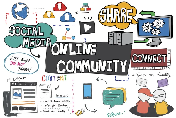 Plantilla con concepto de comunidad en línea — Foto de Stock