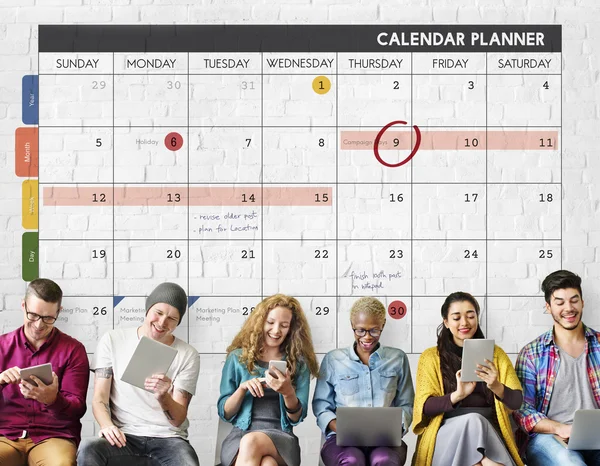 Vielfalt Menschen und Kalender — Stockfoto