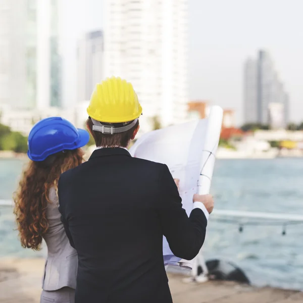 Conceito de construção de planejamento de desenvolvedores — Fotografia de Stock