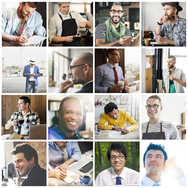 Collage con uomini diversità — Foto Stock