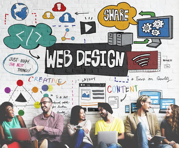 Concetto di web design e diversità persone — Foto Stock