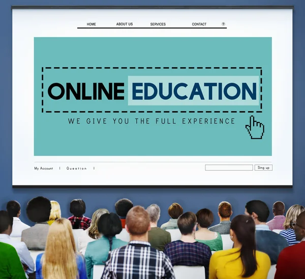 Mensen op seminar en Online onderwijs — Stockfoto