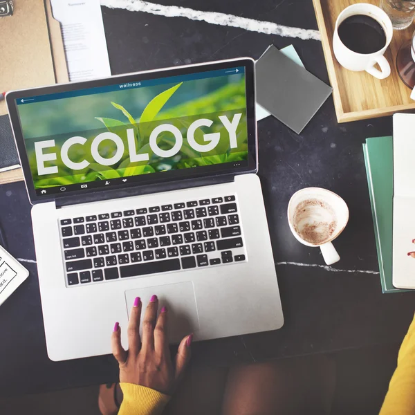 Laptop con concetto di ecologia — Foto Stock