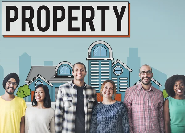 Diversity people with property — Stock Photo, Image
