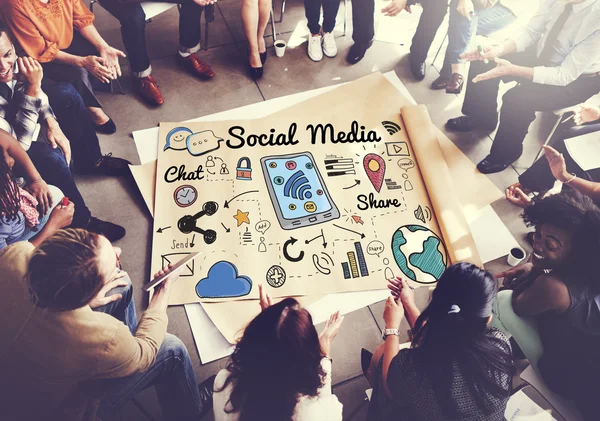 Poster with social media Concept — Stock Photo, Image