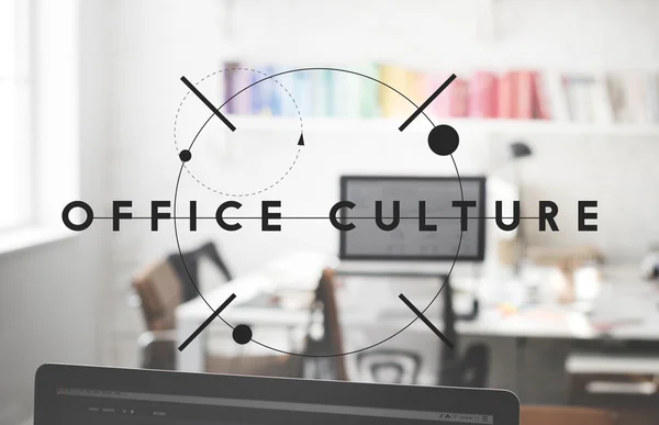 Local de trabalho no Office com ícone — Fotografia de Stock