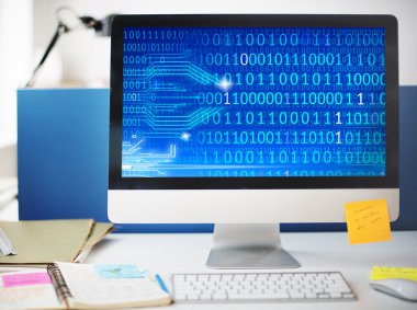 bilgisayar metin üstünde perde ile