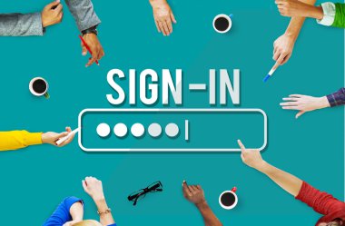 Oturum Aç'kavramı üzerinde işaret eden iş adamları