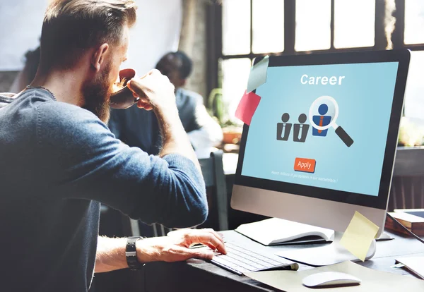 Man working with computer — Stock Photo, Image