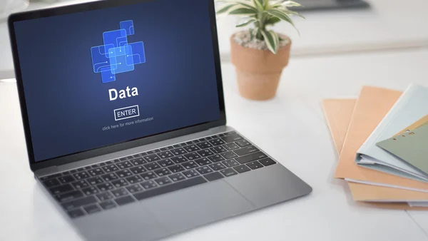 Laptop on the table and Data Concept — Stock Photo, Image