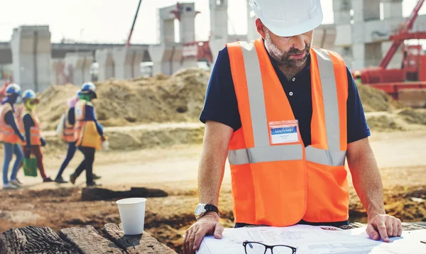 Bauarbeiterplanung — Stockfoto