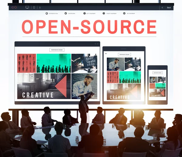 Geschäftsleute und Open Source Konzept — Stockfoto