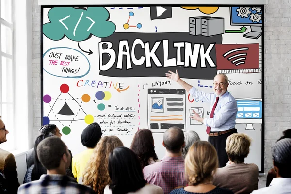 People at seminar with backlink — Stock Photo, Image