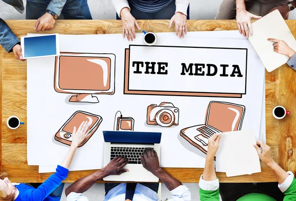 Group of business people working at table — Stock Photo, Image