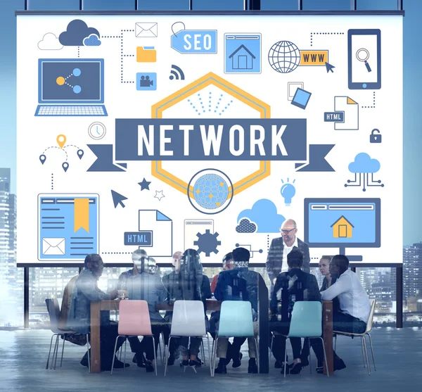 Üzletemberek és hálózati koncepció — Stock Fotó