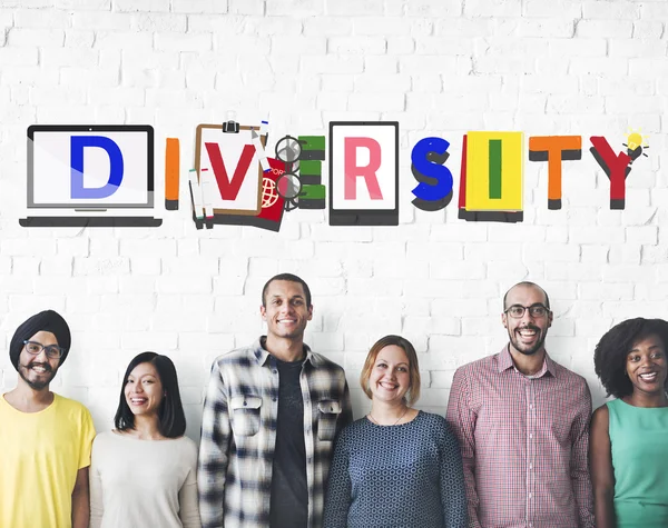 Diversity people stands near wall — Stock Photo, Image