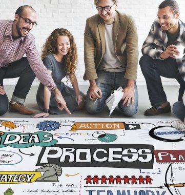 Poster ve işlem çalışma tasarımcılar